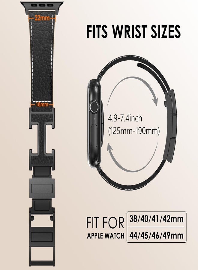 CHANCHY Leather Magnetic Watch Band Compatible with Apple Watch Bands 40mm 38mm 41mm 42mm 44mm 45mm 46mm, Top Grain Leather Dressy Band for Women Men iWatch Ultra SE3 Series 11/10/9/8/7/6/5/4/3/2/1 - Image 5